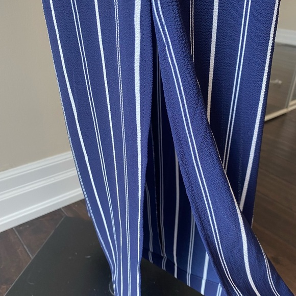 Monteau Jumper Striped Cap Sleeves Belted Wide-Leg Navy/White Women’s Medium NWT - Picture 5 of 8